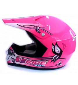 Casque moto cross enfant rose